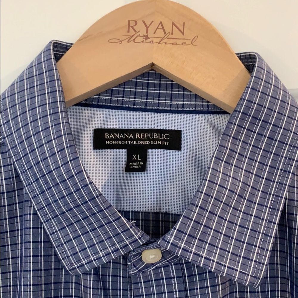 Banana Republic blue plaid dress shirt